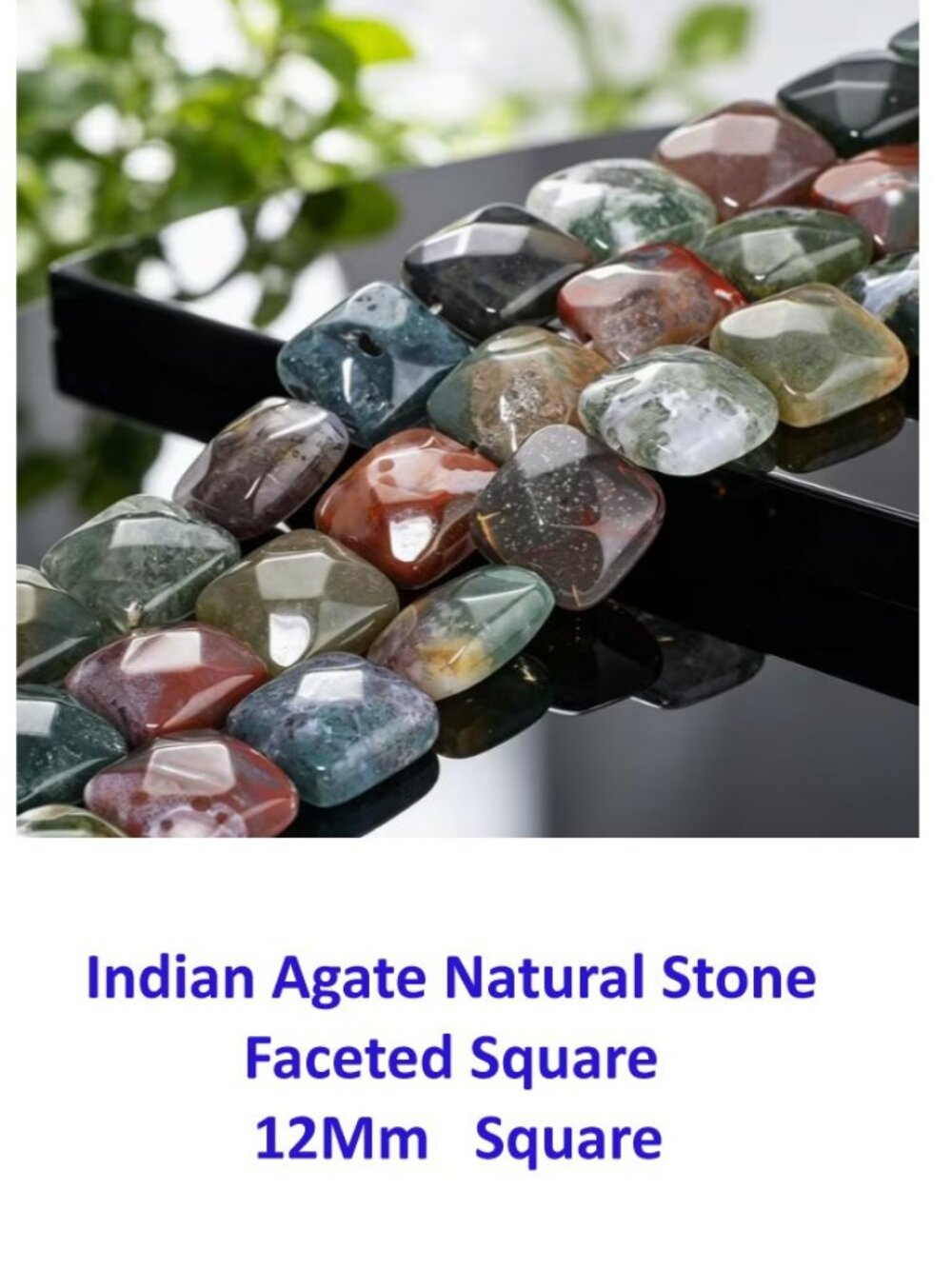 Indian Agate Natural Stone  Faceted Square  12Mm   Square